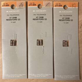 271-009 Archer Lot Of 3 Resistors 2-packs 47 Ohm 5% 1/2 Watt Nos Radio Shack