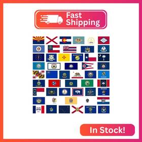 Au-2301 Aurange 50pcs American State Flag Stickers Decals Of The Us States Rectang