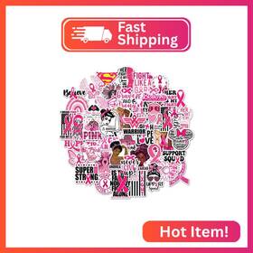 Beatri-gh-061025 Beatri Breast Cancer Awareness Stickers 50pcs Pink Ribbon For Womens H