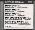 Dp-500m-1300m Dvd-700 910 Avr-1404-484 Denon New Genuine Service Manuals On Cd