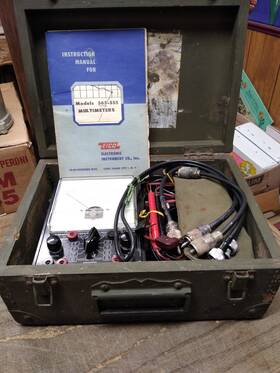 012026-08-rk Eico Vtg Model #565 Multimeter With Extra Probes Manual Dove Tail Joint Wooden Box