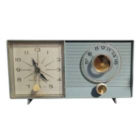 C404b Ge Vintage General Electric Model Blue Am Alarm Clock Radio With Original Box