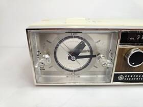 C551g General Electric Vtg 1960s Alarm Clock Chrome Ivory Solid Slate Tested