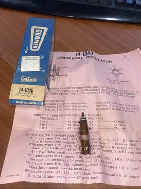 14-1040 Gramer Oscillator Coil Universal Nos
