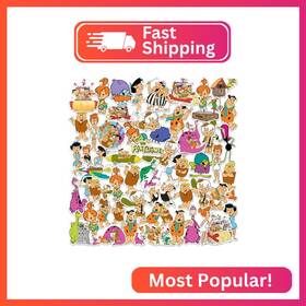 Hnb468-stkpk.65.50 Graphics & More The Flintstones 50ct Large Die-cut Vinyl Stickers Variety Pack Premium Indoor