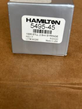 5495-45 Hamilton Syringe 2.5 Ml Ptef