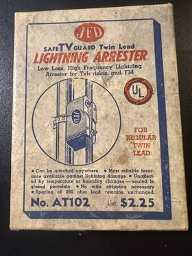 At102 Jfd Antique 1950s Lightning Arrester With Original Bill Of Sale