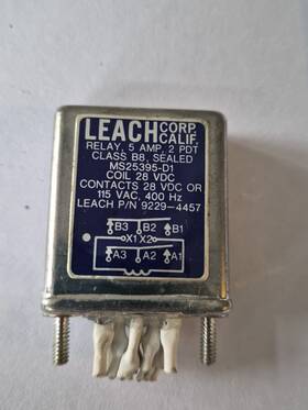 Ms25395-d1 Leach 9229-4457 Relay Pn 5a 2pdt 28vdc Coil Used