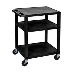 Wt34e Luxor Furn H. Wilson Tuffy Black 3 Shelf Av Cart