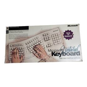 X03-51763 Microsoft Natural Keyboard Vintage 1995 Tested And Working With Box Mouse