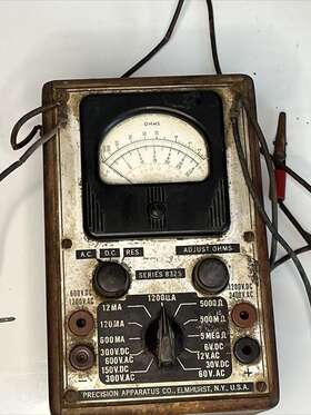832s Precision Apparatus Series Electrical Test Meter Wood Box Display Vintage