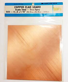 276-1590 Radio Shack / Archer Vtg Copper Clad Board Double Sided 6 X 1/16 Inch