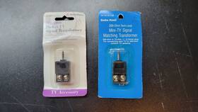 15-1148 Radioshack Lot Of 2 Nos Tv Signal Transformer 300 Ohm 1/8 Inch Antenna Jack