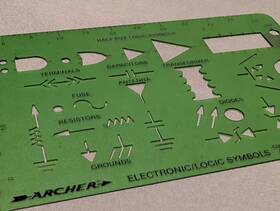 276-180 Radioshack Archer Electronic And Logic Symbol Stencil Guide Template - Radio Shack Usa Made