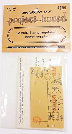 277-104 Radioshack Radio Shack Archer Project Board 12 V 1 Amp Regulated Power Supply Nos