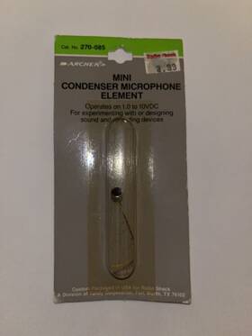 270-085 Radioshack--archer--tandy Radio Shack Mini Condenser Microphone Element New Nos
