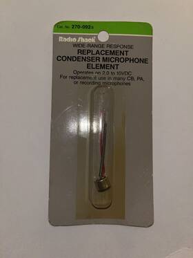 270-092b Radioshack--archer--tandy Radio Shack Replacement Condenser Microphone Element New Nos