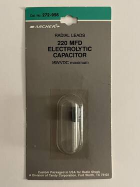 272-956 Radioshack--archer--tandy Radio Shack 220mfd Electrolytic Capacitor New Nos