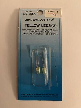 276-021a Radioshack--archer--tandy Radio Shack Yellow Leds 2 New Nos