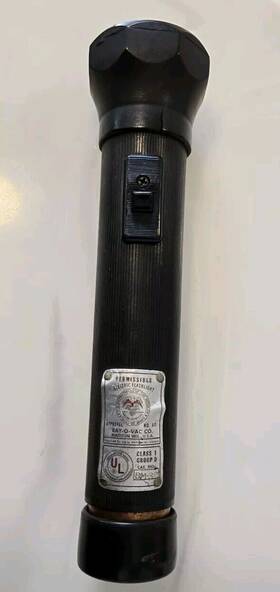 Bm-32 Ray-o-vac Vtg Permissible 10 Inch Flashlight Class 1 Group D Works Copper Cen