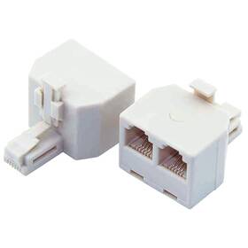 6p4c Rfadapter 727380052374 Phone Splitter 1 To 2 2-pack Rj11 Wall Jack Plug Pack White