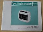 Rq-711s Panasonic Vintage Cassette Recorder Player Rq Manual Product Line Booklet