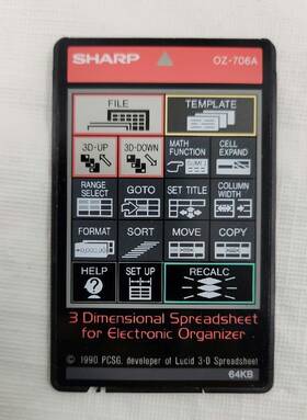 Oz-706a Sharp 3-dimensional Spreadsheet Card For Electric Organizer