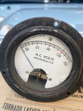 Dk-525-137 Simpson Electric Co Electrical Amp Volt Meter Vtg Usa 0-150 Watt Auto Truck Gauge 1940s