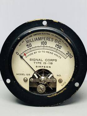 Is-118 Simpson Vtg Signal Corps Type 0-200 Miliamperes Panel Meter Gauge Art