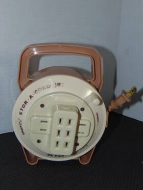 40b6 Snapit Vtg 1982 Stor-a-cord 25ft Extension Cord Rollup Retractable Reel 5 Outlet