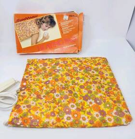 Sunmark 038703098000 Working Vintage 70s Yellow Floral Heating Pad Original Box Retro 980