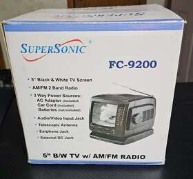 Fc-9200 Supersonic 5 Inch White Portable Mini Tv Am/fm Radio With Ac Adapter Parts