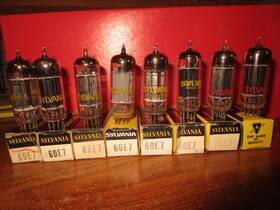 6de7 Sylvania 8 Nos Nib 7 Are Blackplates Radio Audio Tubes