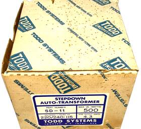 Sd-11 Todd Systems Stepdown Auto-transformer 500va Watts From 230v To 115v