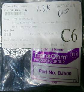 30bj500-1.3k Xicon 60 Pcs 1.3k 1300 Ohm 1/2w 5% Carbon Composition Resistor Axial