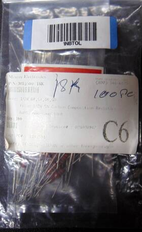 30bj500-18k Xicon 100 Pcs 18k Ohm 1/2w 5% Carbon Composition Resistor Axial