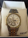 Seiko 7A38-7289 Quartz Chronograph Vintage Two Tone Watch. Fixed Price $200.00.