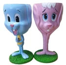 Vintage Easter Plastic Cups Water Wine Goblet Unlimited Bunny Rabbits. Fixed Price $21.25.