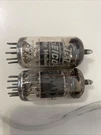 Pair Of Strong Eico/ Mullard Short Gray Plate Getter 7247 12DW7 Tubes #4. Fixed Price $99.00.