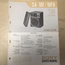 Sony Service Manual For The SA-10FB Speaker System Repair. Fixed Price $12.98.