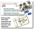Monarch RE-760 Transistor Radio Electrolytic Recap Parts & Service Documents. Fixed Price $16.99.
