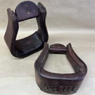 Brown Leather-covered Wooden Western Saddle Stirrups Laced Equestrian Wide. Fixed Price $49.99.