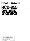 Rotel RCD-855 Player Owners Manual. Fixed Price $22.24.