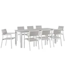 Modway Maine 9 Pc Outdoor Dining Set, White Light Gray EEI-1753-WHI-LGR-SET. Fixed Price $1954.99.