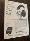 Koss ESP-7 Electrostatic Stereo Headphones Vintage Print 1970 AD#2468. Fixed Price $5.00.
