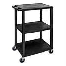 Luxor Tuffy 24" 18" 1/2" Black Plastic 3-SHELF Utility Cart WT42E. Fixed Price $139.45.