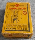 Vintage Jfd AT-102 Porcelain Twin Lead Radio Tv Lightning Arrester Nos. Fixed Price $9.57.