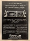 Vtg 1970'S Crown RTA-2 Magazine Print Ad Real Time Spectrum Analyzer Pinup Page. Fixed Price $9.99.