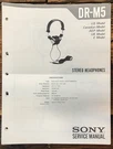 Sony DR-M5 Headphones Service Manual *original*. Fixed Price $19.97.