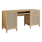 Modway Soma 63" Natural Rattan And Mdf Wood Office Desk In Oak. Fixed Price $578.11.